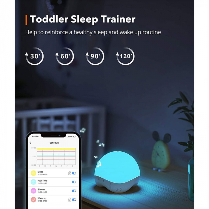 Lampa de veghe Smart TaoTronics TT-CL023, RGB, control din telefon, 25 de sunete, control Alexa si Google [6]
