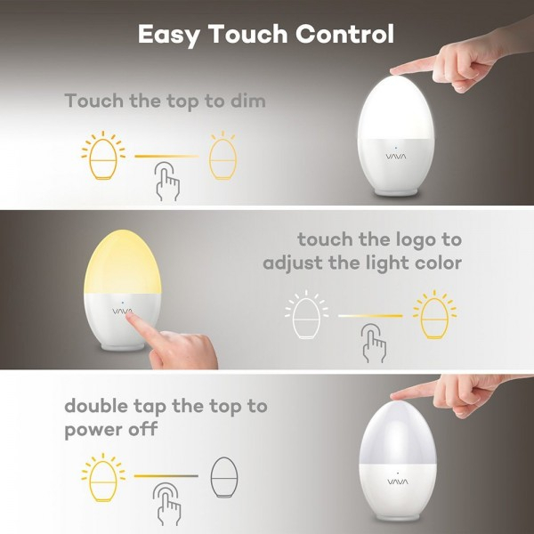 Lampa de veghe VAVA LED cu reglare touch a Intensitatii, lumina calda si rece [3]