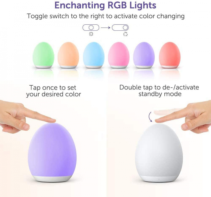 Lampa de veghe VAVA VA-CL009 LED, RGB, cu reglare touch a Intensitatii, lumina calda [5]