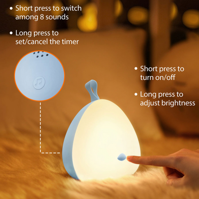 Lampa de veghe pentru camera copii VAVA VA-CL1001 LED cu 80 melodii, control touch, reglare intensitate [4]