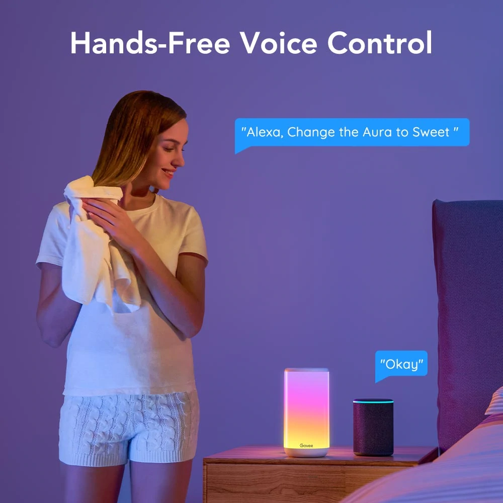 Lampa inteligenta LED Govee Aura Smart H6052 RGBWW, Wifi, Alexa, Google, Sincronizare muzica, 20 efecte luminoase [6]