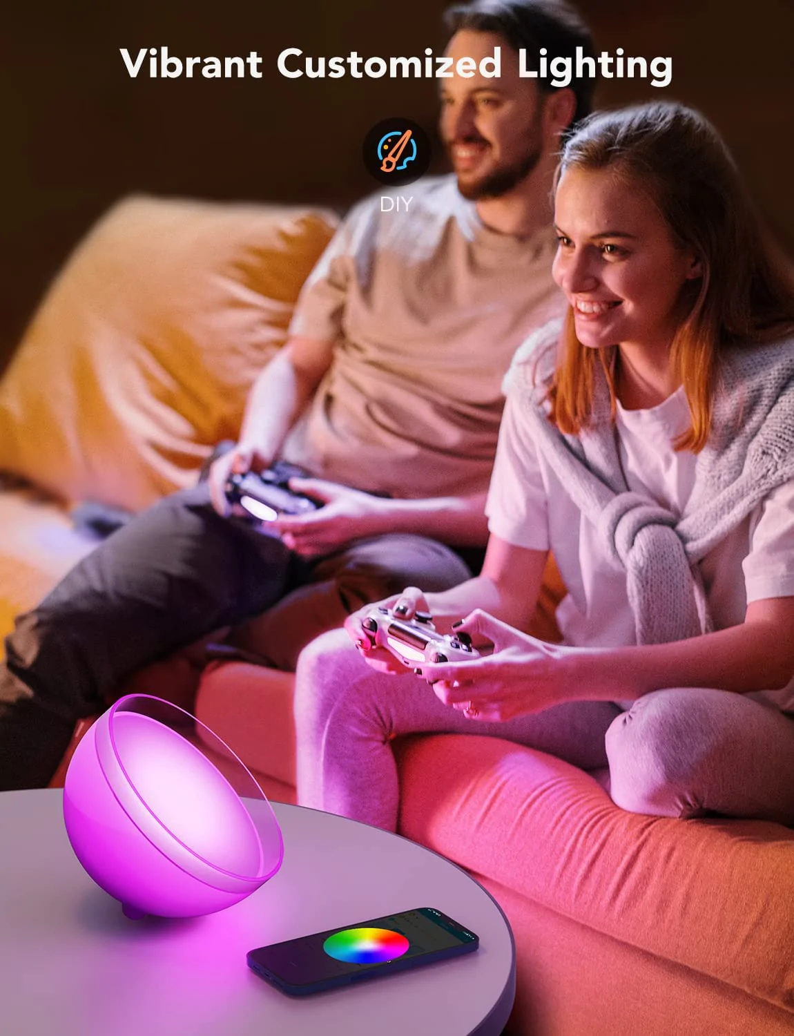 Lampa portabila LED Smart Govee H6058 Ambient RGBWW, Bluetooth Wireless, 350lm, lumina alba color [3]