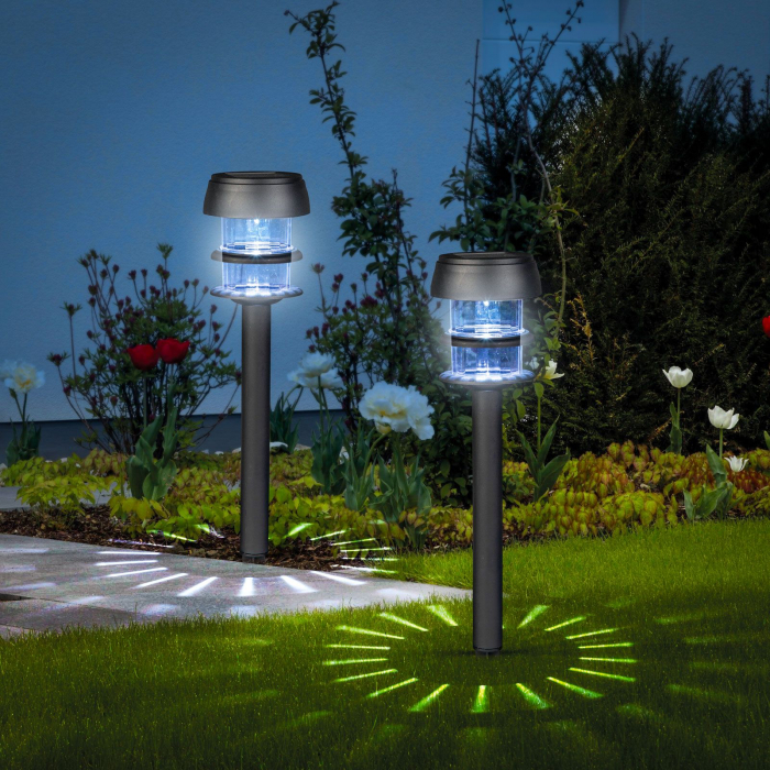 Lampă solară tip tarus, cu comutator on-off - 1 LED alb - 7,5 x 7,5 x 40 cm [3]