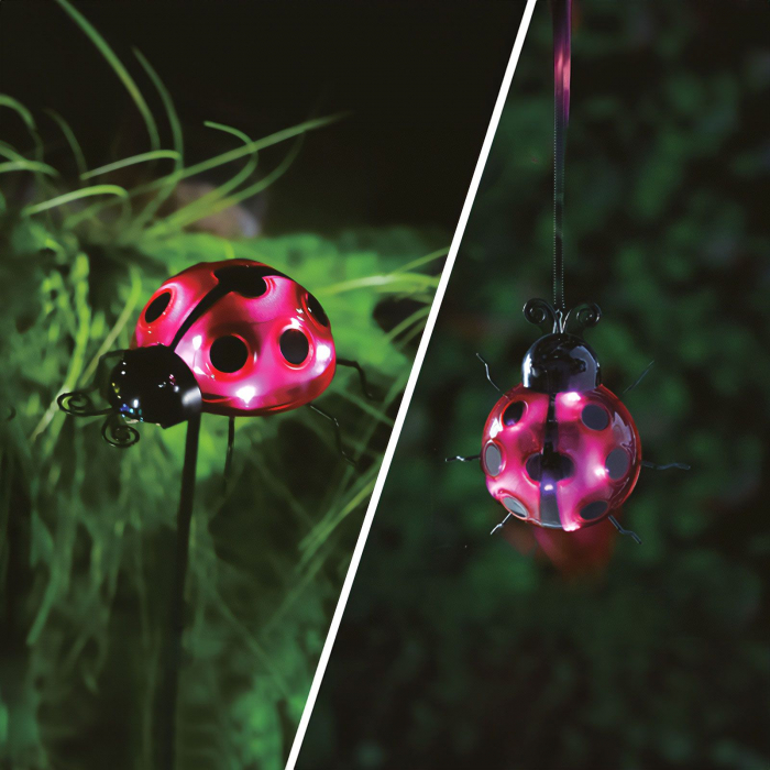 Lampă solară model buburuză - roșu - 15 x 7 x 16 cm - 6 LED-uri [2]