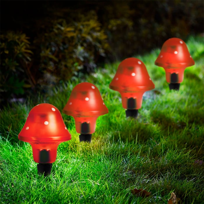 Lampa solara de gradina forma ciuperca LED - rosu, 11 cm - Family Pound [1]