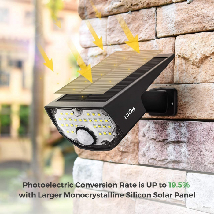Lampa solara de perete LITOM LTCD199, LED, 30 leduri, incarcare solara si senzor de miscare [5]