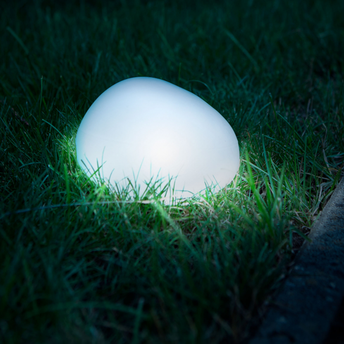 Lampa solara - forma pietricele - sticla mata - 165 x 142 x 115 mm - LED alb cald [2]