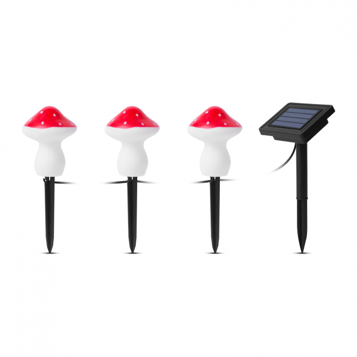 Lampa solara de gradina LED - model 3 ciuperci - culoare alb cald [2]