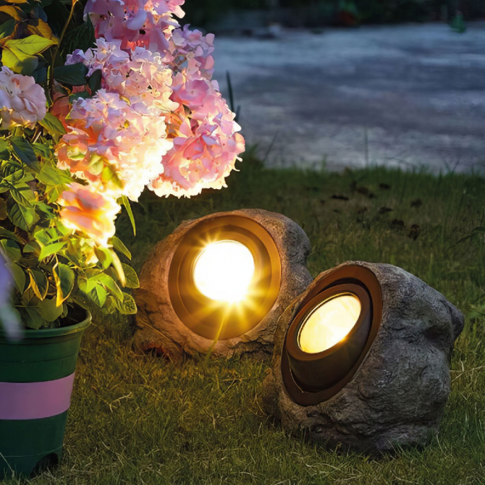 Lampă solară LED de exterior – formă de piatră – albă – 20 x 12 x 16 cm [3]