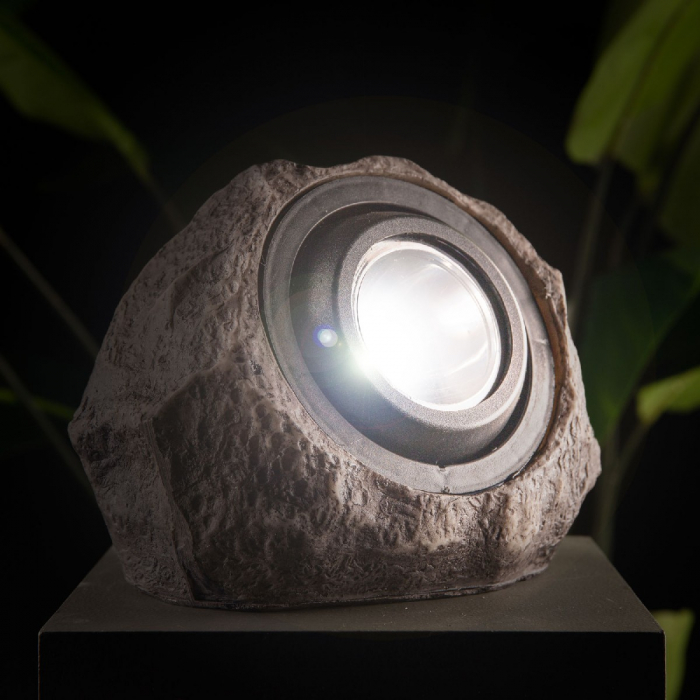 Lampă solară LED de exterior – formă de piatră – albă – 20 x 12 x 16 cm [2]