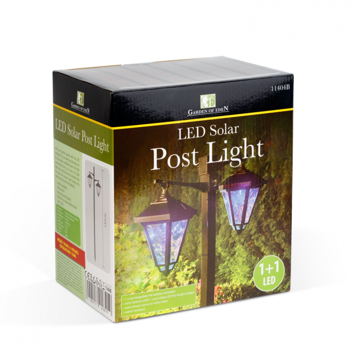 Lampă solară de gradin cu LED - felinar - 137 cm - negru - alb rece [3]