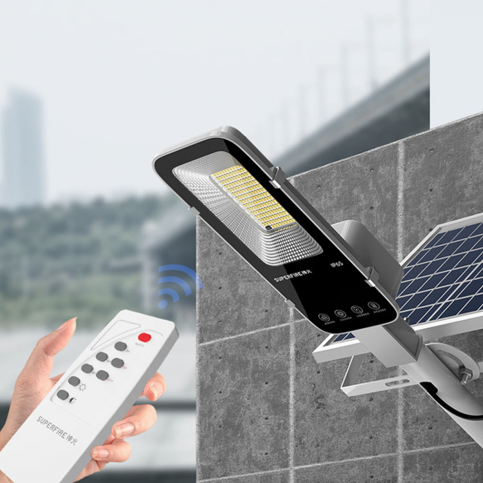 Lampa solara stradala LED Superfire FF5-B, Panou solar, Telecomanda, 145W, 800lm, 10000mAh [4]