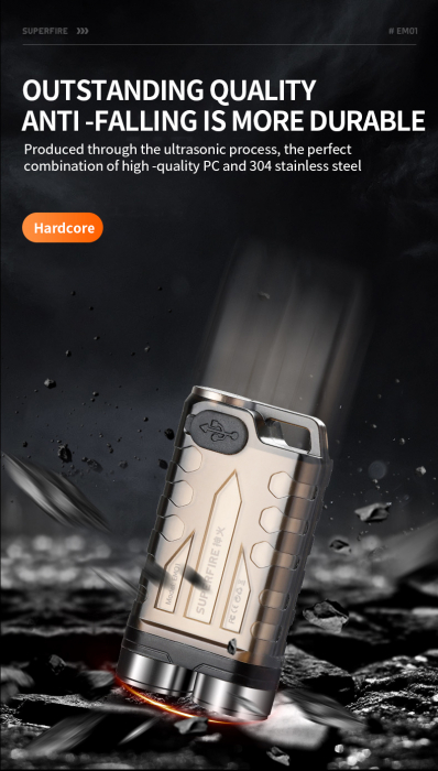 Lanterna de buzunar tip breloc Superfire EM01, 800lm, 500mAh, USB C, lumina de urgenta [6]