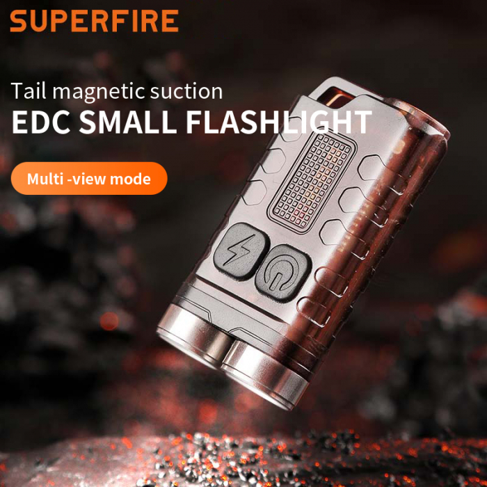 Lanterna de buzunar tip breloc Superfire EM01, 800lm, 500mAh, USB C, lumina de urgenta [3]