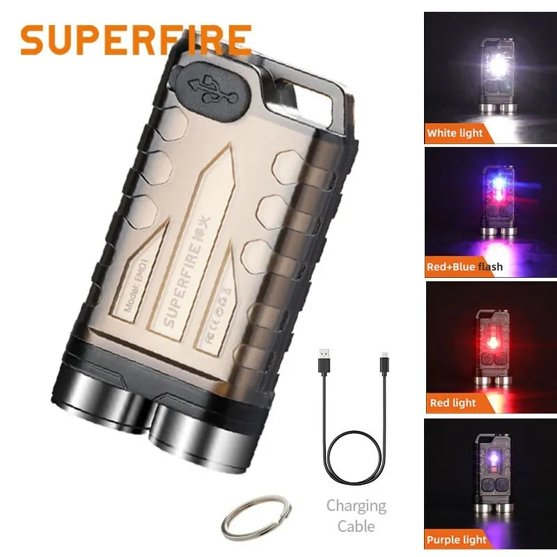 Lanterna de buzunar tip breloc Superfire EM01, 800lm, 500mAh, USB C, lumina de urgenta [2]