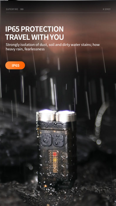 Lanterna de buzunar tip breloc Superfire EM01, 800lm, 500mAh, USB C, lumina de urgenta [4]