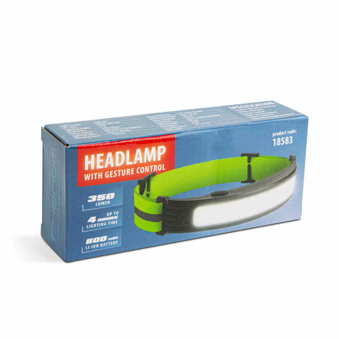 Lanterna de cap cu control gestual - LED COB roșu/alb - baterie 800 mAh - moduri iluminare [5]