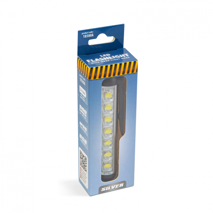 Lanternă LED - cu modul lumină de lucru - baterie de 400 mAh - XPE + LED SMD - 500 lm - IP55 - argintiu [3]