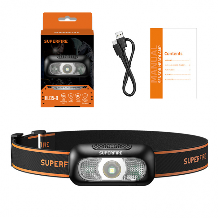 Lanterna LED pentru cap Superfire HL05-D, Lumina rosie, 110lm, 35m, 500mAh, incarcare USB [2]