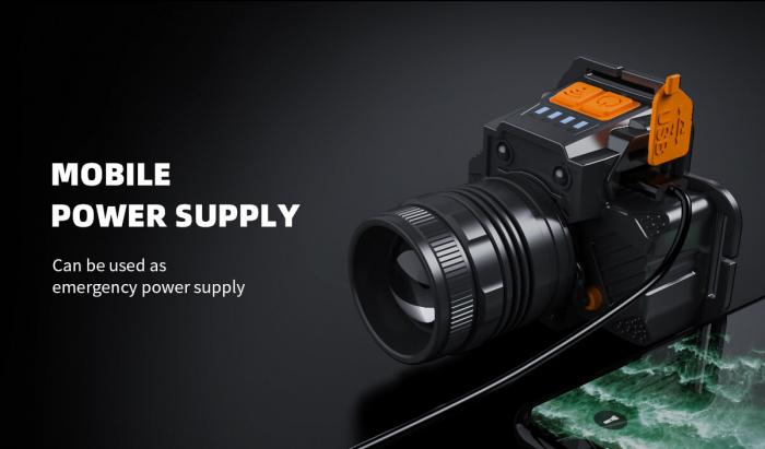 Lanterna LED pentru cap Superfire HL58, Zoom, 350lm, 230m, 2400mAh, control miscare mana, incarcare USB-C [7]