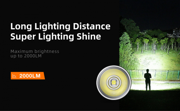 Lanterna LED Superfire D18, 2000lm, 226M, 5200mAh, incarcare USB-C, 36W [6]