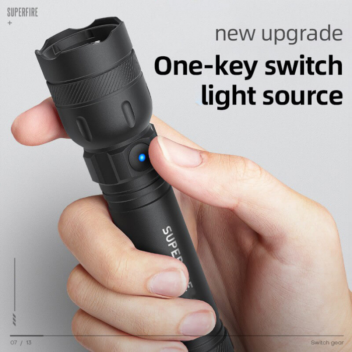 Lanterna LED Superfire GTS6, 358lm, 225M, incarcare USB-C, 7W [6]