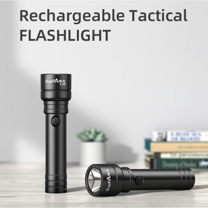 Lanterna LED Supfire C20-T, ZOOM, 1500lm, 400m, incarcare USB-C, Negru [2]