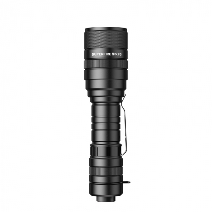 Lanterna LED SupFire F5 cu Zoom, 10W, 1100 lm, 5 moduri, rezistenta la apa, incarcare USB, Negru [3]