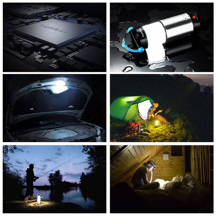 Lanterna LED SupFire T9, Pentru Camping, 800 lm, incarcare USB, PowerBank [2]