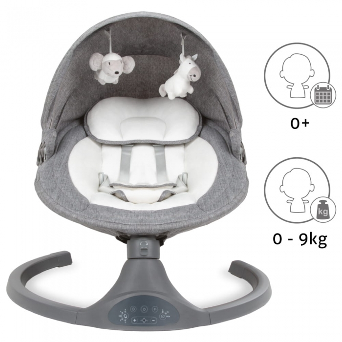 Leagan electric si balansoar 2 in 1 Kidwell Luxi cu telecomanda si sistem bluetooth pentru redare melodii linistitoare - Melange [9]