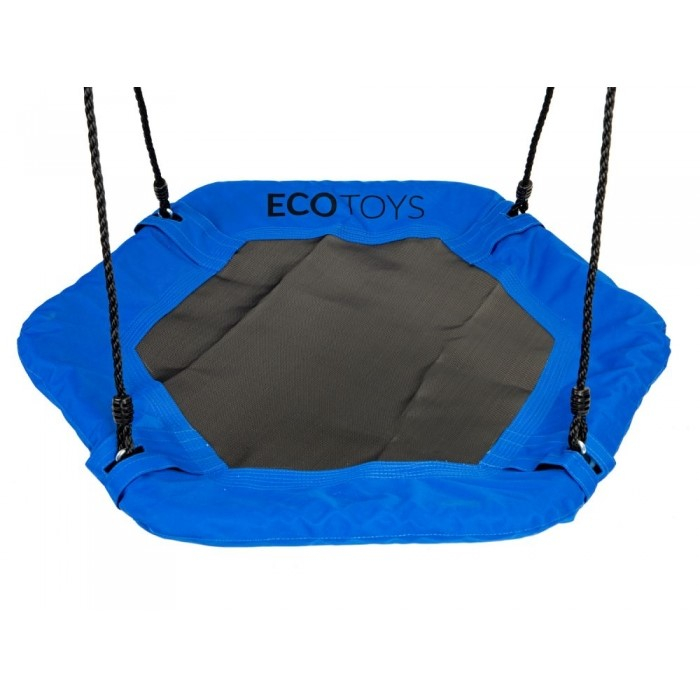 Leagan pentru copii hexagonal, tip cuib de barza, suspendat, Ecotoys MIR6023 - Albastru [4]