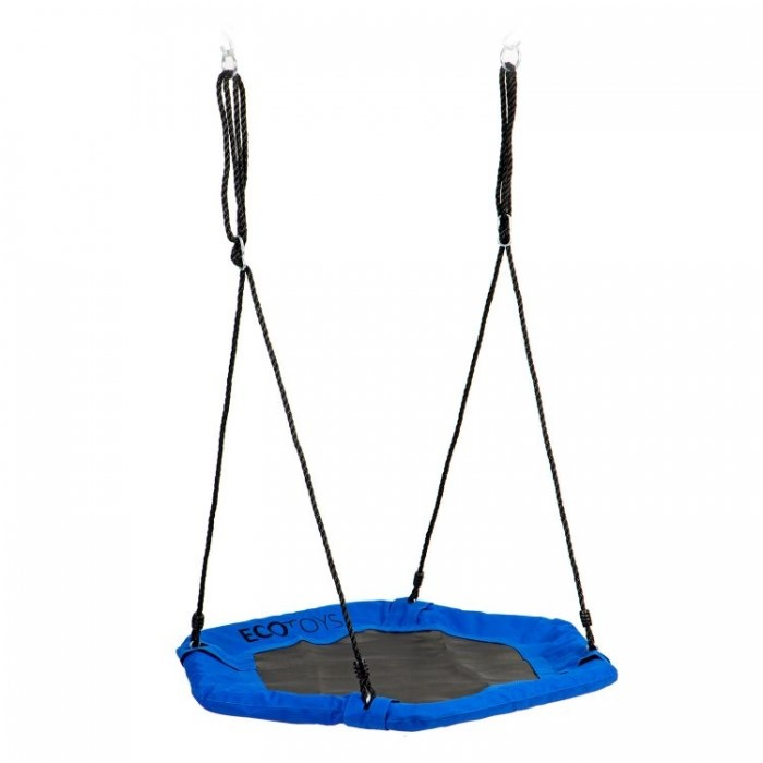 Leagan pentru copii hexagonal, tip cuib de barza, suspendat, Ecotoys MIR6023 - Albastru [3]