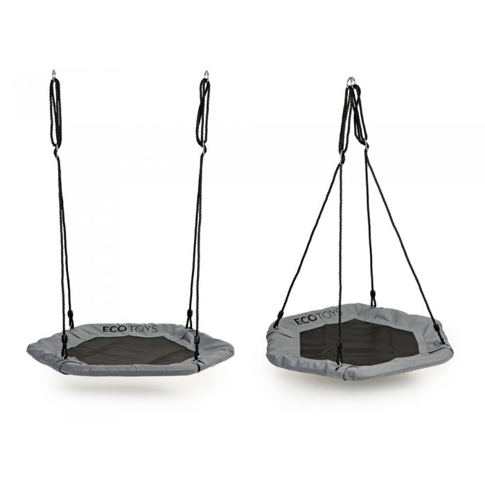 Leagan pentru copii hexagonal, tip cuib de barza, suspendat, Ecotoys MIR6023 - Gri [5]
