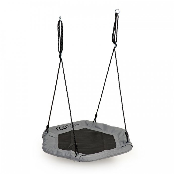 Leagan pentru copii hexagonal, tip cuib de barza, suspendat, Ecotoys MIR6023 - Gri [3]