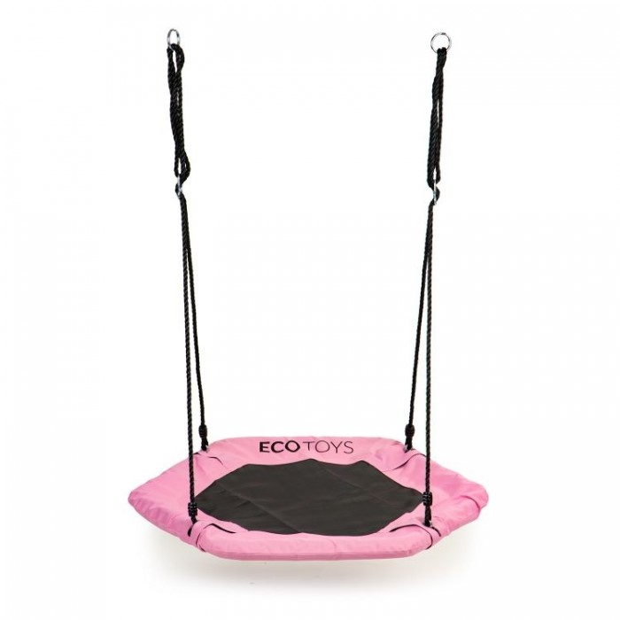 Leagan pentru copii hexagonal, tip cuib de barza, suspendat, Ecotoys MIR6023 - Roz [2]