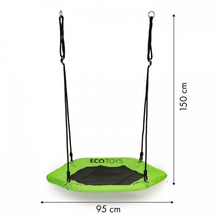 Leagan pentru copii hexagonal, tip cuib de barza, suspendat, Ecotoys MIR6023 - Verde [5]