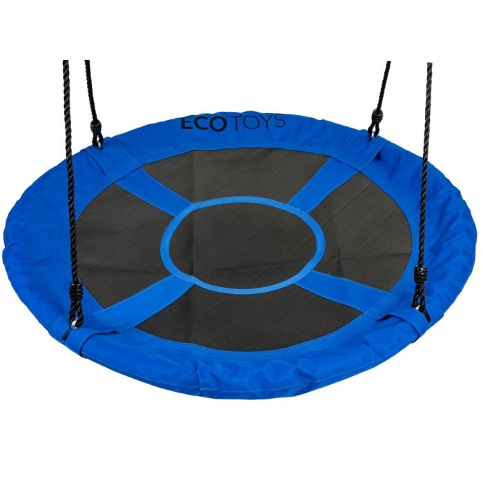 Leagan pentru copii rotund, tip cuib de barza, suspendat, 100 cm, Ecotoys MIR6001 - Albastru [3]