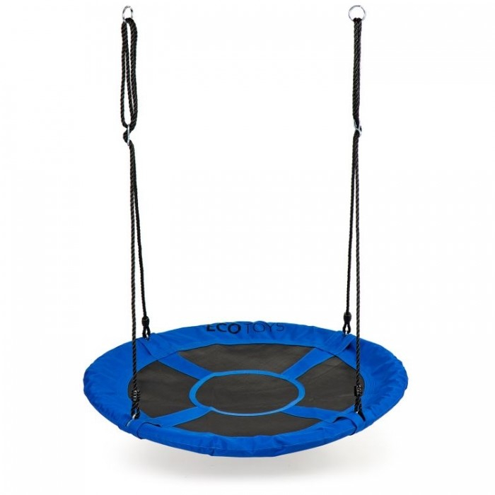 Leagan pentru copii rotund, tip cuib de barza, suspendat, 100 cm, Ecotoys MIR6001 - Albastru [2]