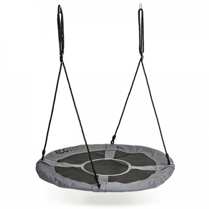Leagan pentru copii rotund, tip cuib de barza, suspendat, 100 cm, Ecotoys MIR6001 - Gri [2]