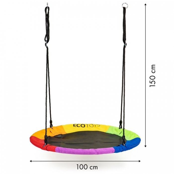 Leagan pentru copii rotund, tip cuib de barza, suspendat, 100 cm, Ecotoys MIR6001 - Multicolor [5]
