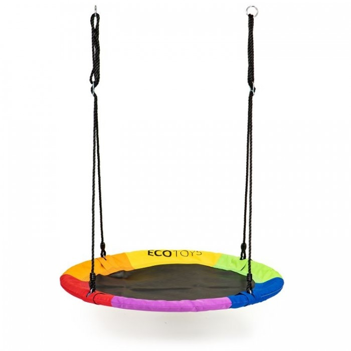 Leagan pentru copii rotund, tip cuib de barza, suspendat, 100 cm, Ecotoys MIR6001 - Multicolor [2]
