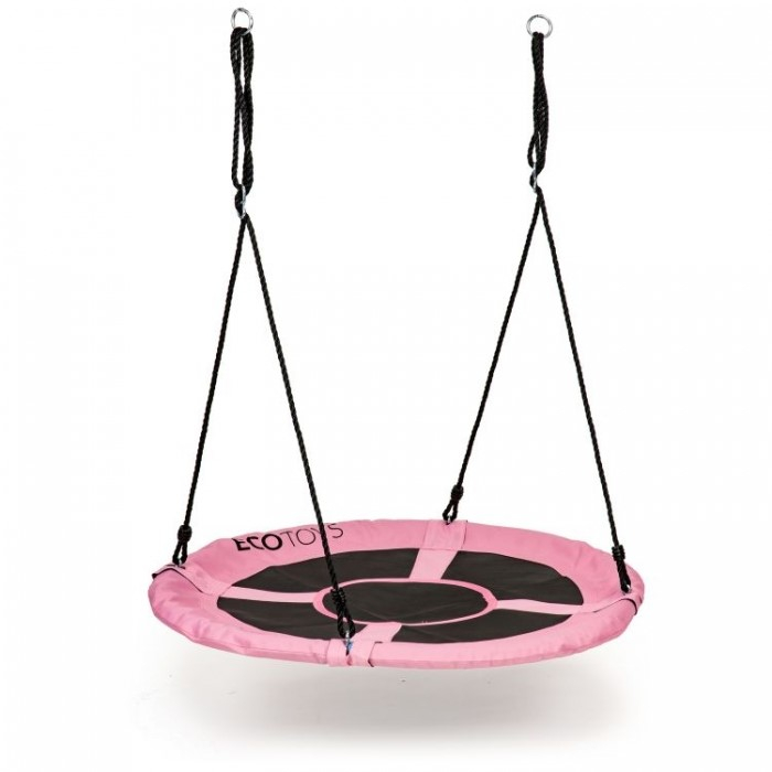 Leagan pentru copii rotund, tip cuib de barza, suspendat, 100 cm, Ecotoys MIR6001 - Roz [2]