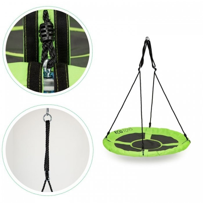 Leagan pentru copii rotund, tip cuib de barza, suspendat, 100 cm, Ecotoys MIR6001 - Verde [4]