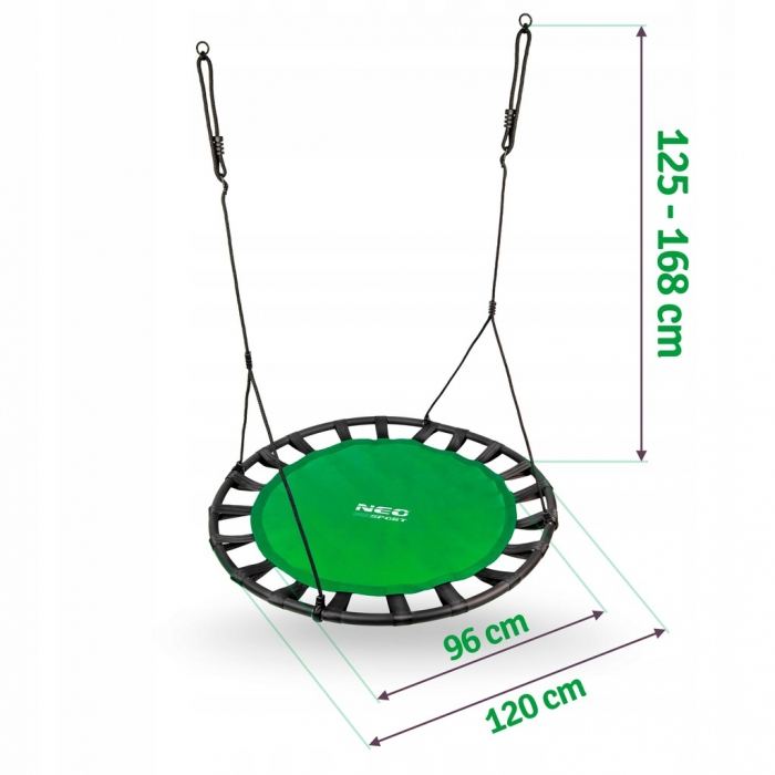 Leagan tip cuib pentru copii, 120 cm, 150 kg, Neo-Sport 1031, Verde [2]