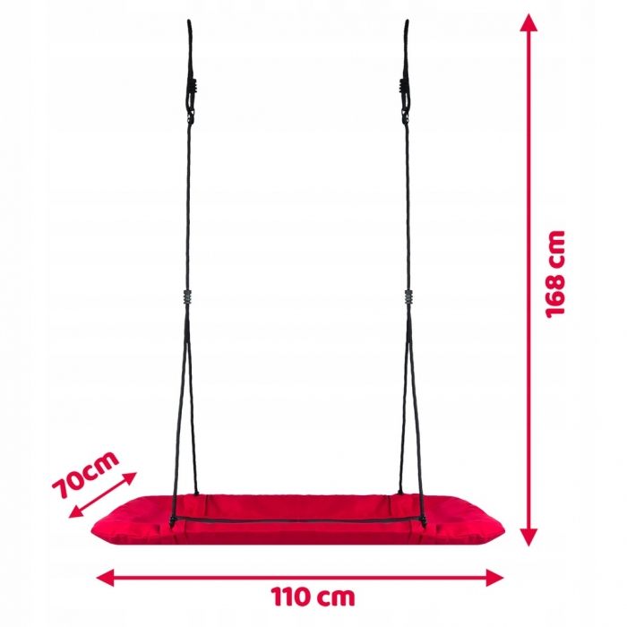 Leagan tip cuib pentru copii, dreptunghiular XXL, 110 x 70 cm, 150 kg, Neo-Sport 1011, Rosu [2]