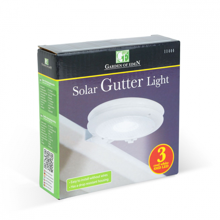 Lumină solară montaj pe jgheab sau perete - 3 LED SMD alb rece - alb - 11 x 2,6 cm [3]