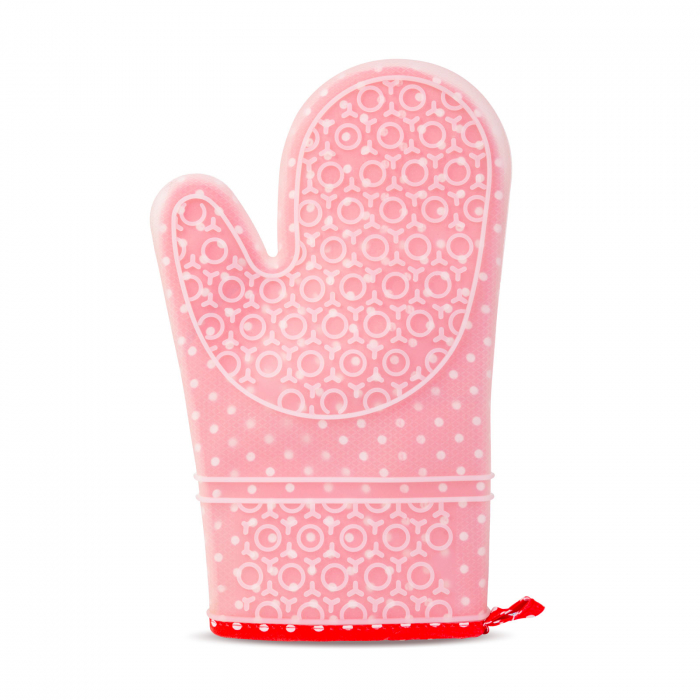 Mănușă de bucătărie din silicon și bumbac - 29,5 x 18,5 cm - roșie [3]