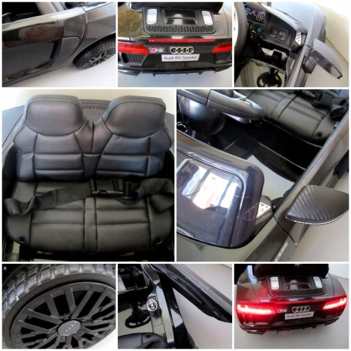 Masinuta electrica cu telecomanda, roti EVA, scaun piele Audi R8 R-Sport - Negru [5]