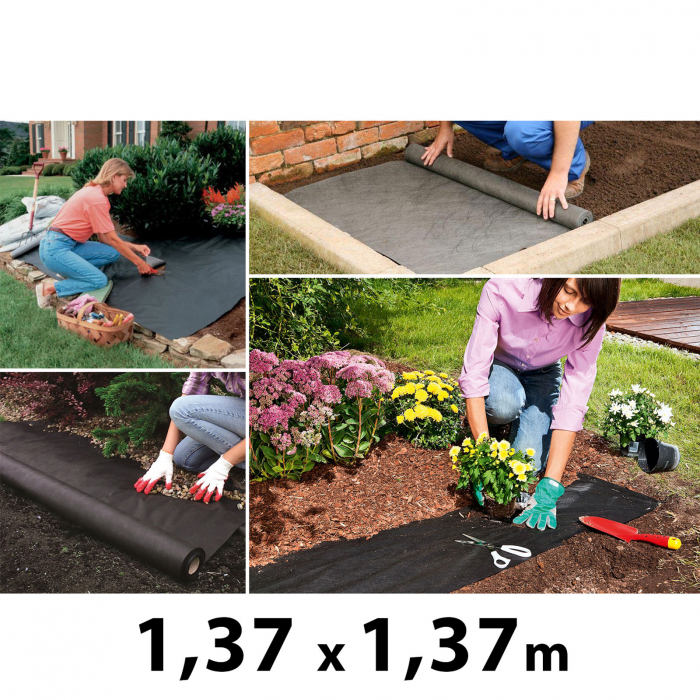 Material membrana protectie împotriva buruienilor 1,37 x 1,37 m, culoare negru [2]