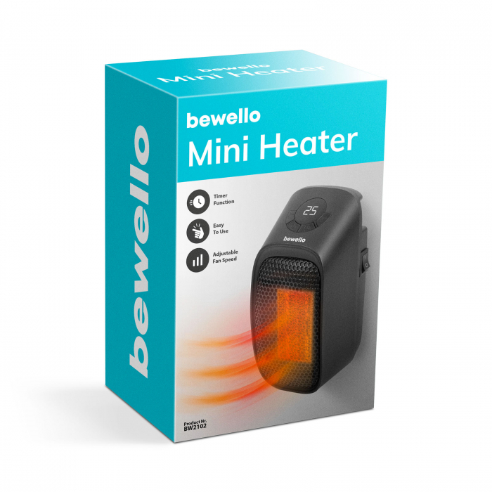 Mini radiator - 400W - display LED - 230V - negru - Bewello [4]